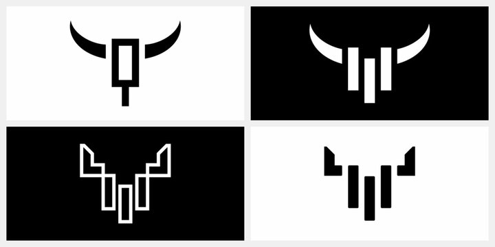 bull for buy and sell forex trading logo design template vector EPS 10.