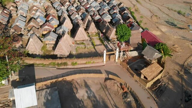 Drone View of Uma Lengge, Traditional Village of Bima Tribe Indonesia Uma Lengge di Bima