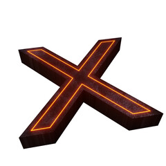 Fototapeta premium X png, glowing x transparent background, wooden cross isolated on white background, X letter png