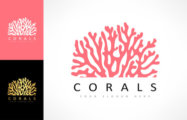 Sea corals logo. Underwater life vector.