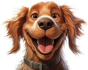 Golden dog portrait in watercolor style, PNG background