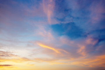 Naklejka na ściany i meble Sky background and sea sunset.