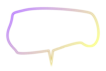 Neon speech bubble icon on transparent background