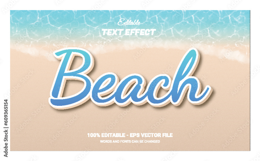 Poster beach elegant 3d editable text effect