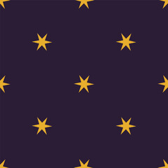 Seamless pattern with yellow stars on dark blue background