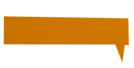 Orange paper speech bubble on transparent background. Blank chat bubble png.