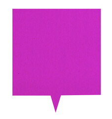 Pink paper speech bubble on transparent background. Blank chat bubble png.