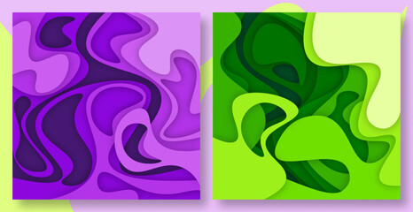 Paper cut waves abstract background.