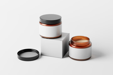 blank amber glass candle jar mockup