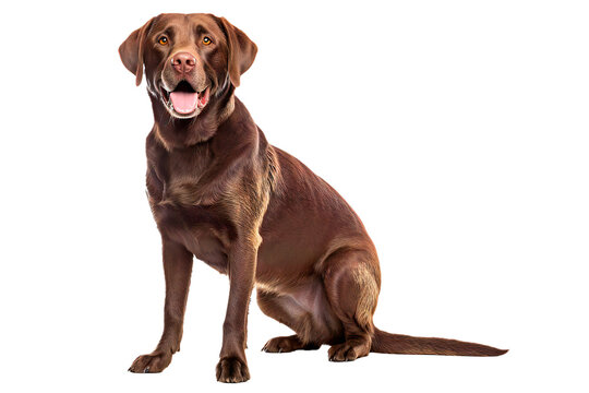 Brown Labrador Retriever dog on the transparent background. Generative AI