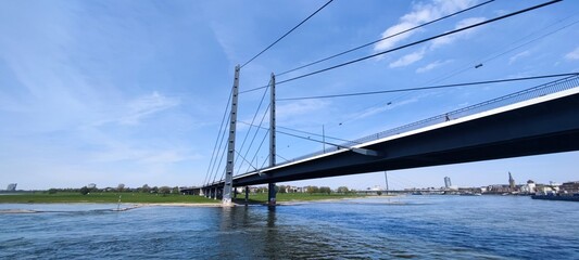 Bridge over the River Rhine in Düsseldorf - obrazy, fototapety, plakaty