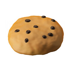 traditional cookie with chocolate chip biscuit western food dessert 3d rendering icon illustration isolated in white background
