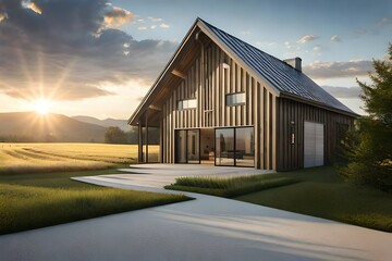 Obraz premium A barn in the countryside - Generative AI Technology