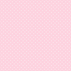 Seamless white polka dot pattern on pink background