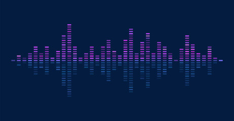 Waves of the equalizer on purple background