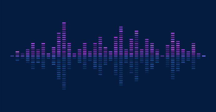 Waves of the equalizer on purple background