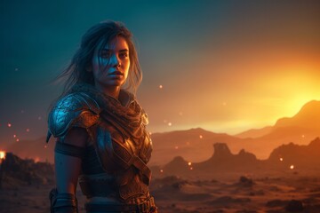 Concept Game character painting and 3D render of dystopia ruin wasteland Cyberpunk, diesel punk, Futuristic world,  Created with Generative AI tool