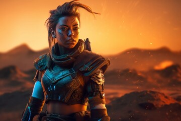 Concept Game character painting and 3D render of dystopia ruin wasteland Cyberpunk, diesel punk, Futuristic world,  Created with Generative AI tool