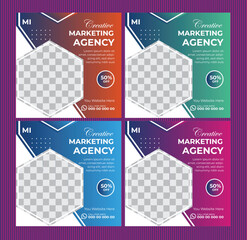 Digital Marketing Social Media Post design template Bundle Premium Vector