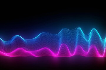 Fototapeta na wymiar 3d render, pink blue wavy neon lines, electronic music virtual equalizer, sound wave visualization, ultraviolet light abstract background, Generative AI