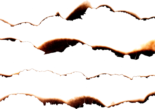 Paper burned isolated on white background with clipping path