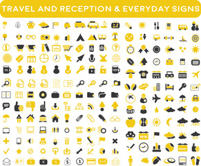 premium hotel service and travel flight icon pack with addition Normal Routine signs 200 icon pack