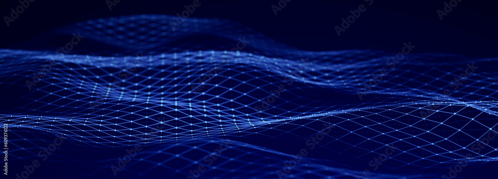 Poster Digital technology background. Network connection dots and lines. Futuristic background for presentation design. 3d