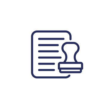 recommend clip art: notary line icon with a stamp and a document