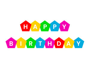 Happy birthday flags design template transparent design colourfull polygon shape