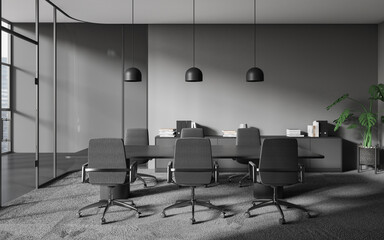 Dark gray office meeting room interior