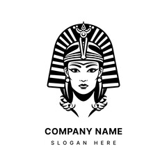 Captivating Cleopatra inspired logo design with a hand drawn touch, exuding elegance, power, and timeless allure. Perfect for luxury brands and beauty businesses. Generative AI