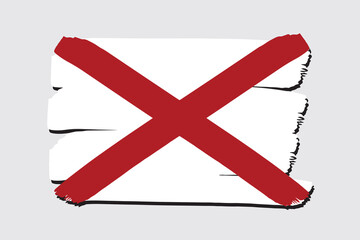 Alabama State Flag with colored hand drawn lines in Vector Format