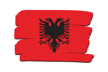 Albania Flag with colored hand drawn lines in Vector Format