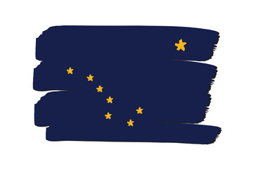 Alaska State Flag with colored hand drawn lines in Vector Format