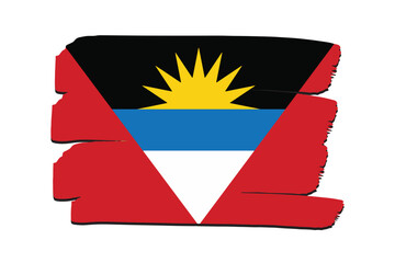 Antigua and Barbuda Flag with colored hand drawn lines in Vector Format