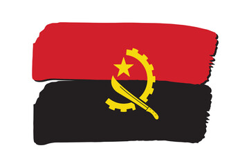 Angola Flag with colored hand drawn lines in Vector Format