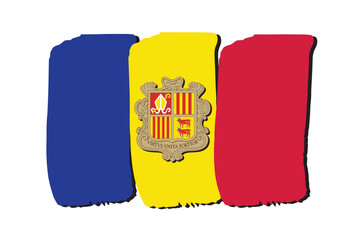 Andorra Flag with colored hand drawn lines in Vector Format