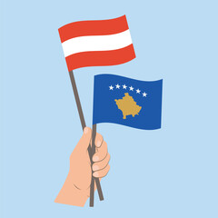 Flags of Austria and Kosovo, Hand Holding flags