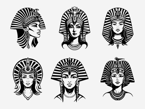 A stunning hand drawn illustration of Cleopatra in a logo design that captures her legendary charm and sophistication. Perfect for entertainment, jewelry, and cultural organizations. Generative AI