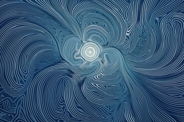 abstract blue background with symmetrical and rotational pattern of waves, created with generative ai