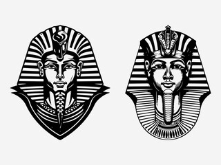 Enigmatic hand drawn logo design illustration featuring a pharaoh, symbolizing leadership, heritage, and grandeur Generative AI - obrazy, fototapety, plakaty