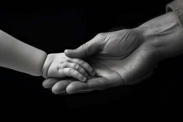 Parent and baby holding hands, showcasing the bond between them, baby Generative AI