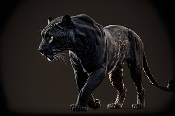 Black panther with golden accents