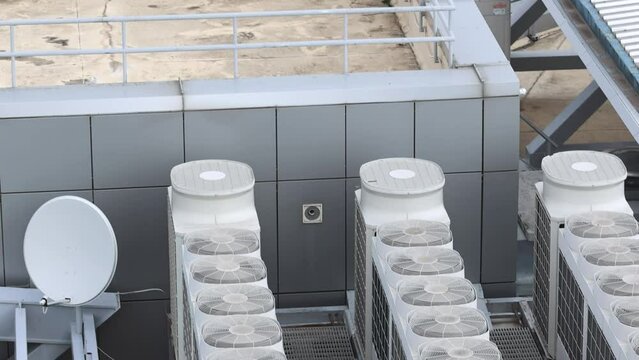 Air Conditioners Hvac Units in Row at Building Roof Top tilt up