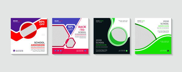 A flyer for a school admission company social post template set