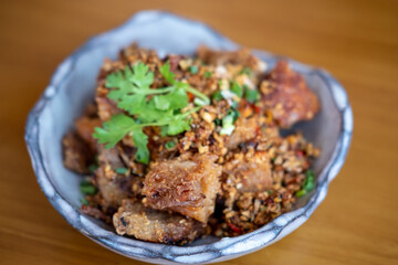 Stir Fried Crispy Pork Belly with Salt and Chili