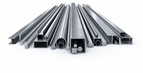 Metal products isolated on the white background. 3d illustration