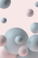 Gray and pink balls. Abstract background. 3d render illustration. 3D Illustration