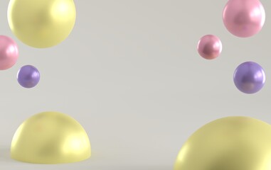 Gray and pink balls. Abstract background. 3d render illustration. 3D Illustration
