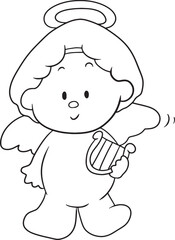 Fototapeta premium devil cartoon doodle kawaii anime coloring page cute illustration drawing clip art character chibi manga comic